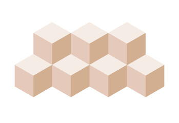 Obraz premium Block symbol. Beige 3d Cube set. Blockchain technology. Vector flat icon 