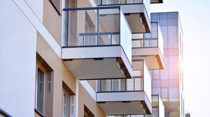 Modern elements in  contemporary  architecture.. Architectural details of a modern apartment building.