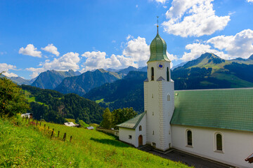 Village of Fontanella in the Grosswalsertal, State of Vorarlberg, Austria