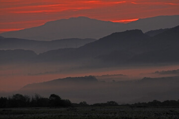 The foothills of the Balkans before sunrise