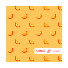 citrus - simple pattern with slices of citrus fruit (orange, tangerine, grapefruit, etc.) on an orange background