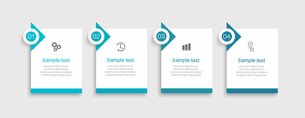 Business vector infographic template with 4 options or steps. Can be used for workflow layout, diagram, annual report, web design