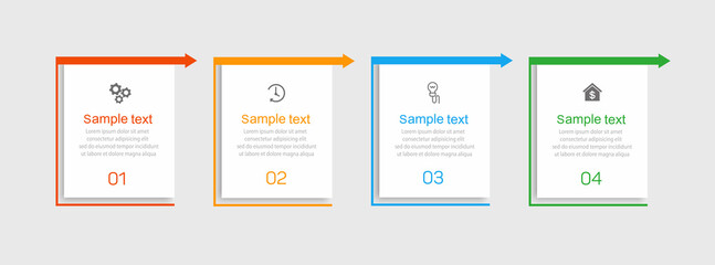 Business vector infographic template with 4 options or steps. Can be used for workflow layout, diagram, annual report, web design
