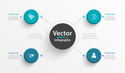 Fototapeta premium Business vector infographic template with 4 options or steps. Can be used for workflow layout, diagram, annual report, web design