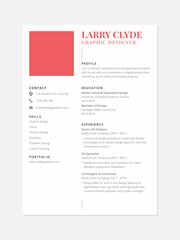 Red modern cv resume template