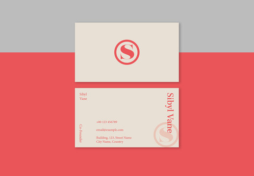 Tan Business Card with Pink Accent