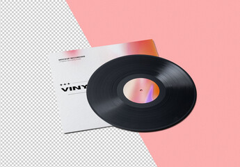 Vinyl Mockup Laying on Sleeve with Transparent Background
