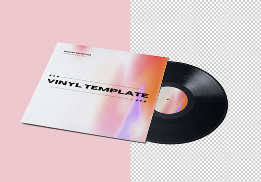Vinyl on Sleeve Mockup with Transparent Background