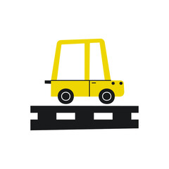 Set of kids posters. Nursery design. Scandinavian style. Cute cars vector illustrations. Vertical cards for baby boys