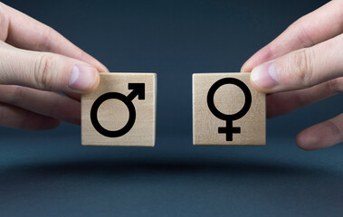 Cubes form Male and female gender symbols.