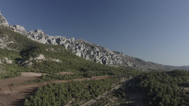 drone shot of the sainte Victoire mountain, Marseille, south of France