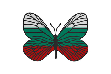 Butterfly wings in color of national flag. Clip art on white background. Bulgaria