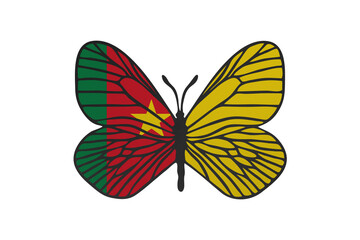 Butterfly wings in color of national flag. Clip art on white background. Cameroon