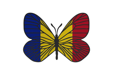 Fototapeta premium Butterfly wings in color of national flag. Clip art on white background. Chad