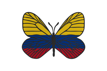 Fototapeta premium Butterfly wings in color of national flag. Clip art on white background. Colombia