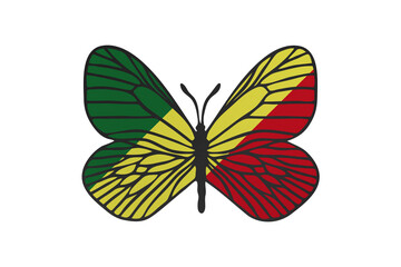 Butterfly wings in color of national flag. Clip art on white background. Congo