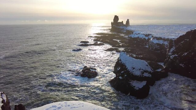 Typical Icelandic mountain landscape at Arnarstapi area in Snaefellsnes peninsula in Iceland
