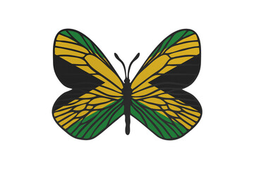 Fototapeta na wymiar Butterfly wings in color of national flag. Clip art on white background. Jamaica