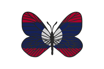 Butterfly wings in color of national flag. Clip art on white background. Laos