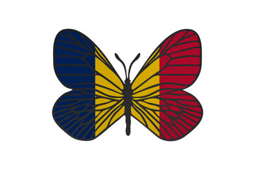 Butterfly wings in color of national flag. Clip art on white background. Romania