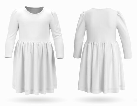 White Baby Dress On A White Background. 3d Rendering, 3d Illustration