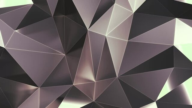 Abstract 3d rendering of metal reflective surface. Modern background with geometric polygonal shape. 4k Computer generated animation loop.