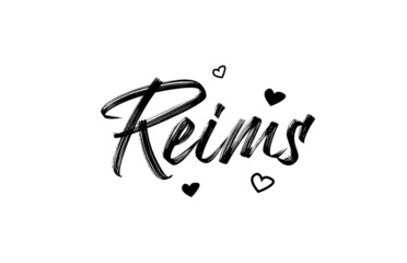Reims grunge city typography word text with grunge style. Hand lettering. Modern calligraphy text