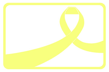 Vector horizontal de cinta con marco amarillo y fondo blanco. Lazo solidario amarillo claro para el día internacional del síndrome de Down y del cáncer sarcoma. 