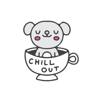 Koala bear chill out inside cup of coffee, illustration for t-shirt, street wear, sticker, or apparel merchandise. With doodle, retro, and cartoon style.