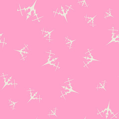 Abstract pattern tattoo sword sketch. Artistic death metal logo design. Random, chaotic pink illustration in Metalcore style on a pink background.