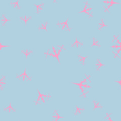 Abstract pattern tattoo sword sketch. Artistic death metal logo design. Random, chaotic pink illustration in Metalcore style on a blue background.