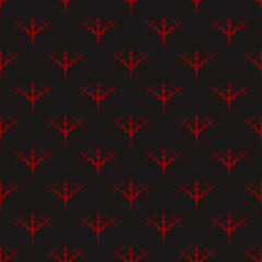 Abstract pattern tattoo sword sketch. Artistic death metal logo design. Red illustration in Metalcore, vampire style on a black background.