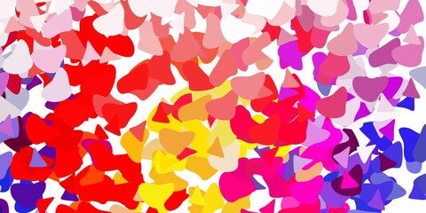 Light red, yellow vector background with random forms.