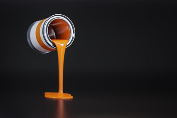 floating orange paint can pour out