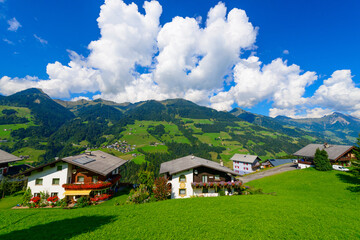 Fototapeta na wymiar Village of Raggal in the Grosswalsertal, State of Vorarlberg, Austria