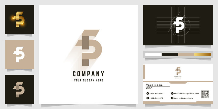 Letter FP or P5 monogram logo with business card design