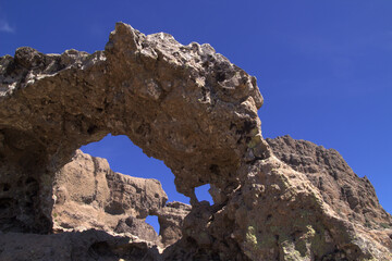 Gran Canaria, central mountainous part of the island, Las Cumbres, ie The Summits, rock arch Ganifa close to the highest point of the island

