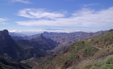 Fototapeta na wymiar Gran Canaria, landscape of the central part of the island, Las Cumbres, ie The Summits, Caldera de Tejeda in geographical center of the island