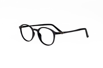 optical glasses frame stands on a white background