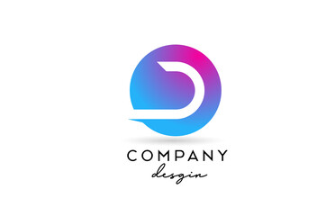 pink blue D alphabet letter logo icon with circle design. Creative template for business and company