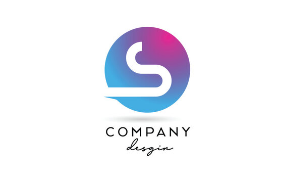pink blue S alphabet letter logo icon with circle design. Creative template for business and company