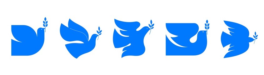 Flying bird, dove as a symbol of peace. Support Ukraine, Stand with Ukraine banner and poster in yellow and blue colors