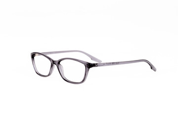optical glasses frame stands on a white background