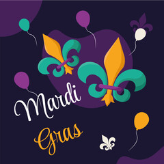 Colored mardi gras template Pair of fleur de lis symbols Vector