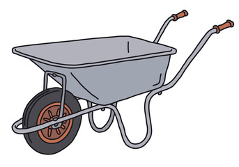 The vectorized hand drawing of a steel hand barrow - 492893510