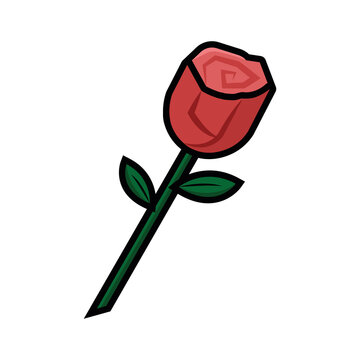 Isolated red rose flower cartoon icon Vector