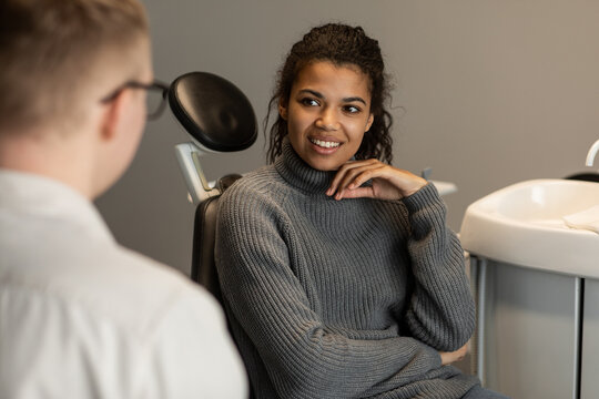 African american girl in dentist clinic