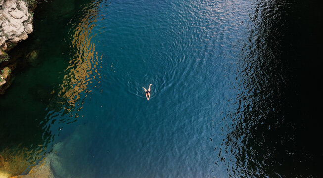 Swimming in mountain river