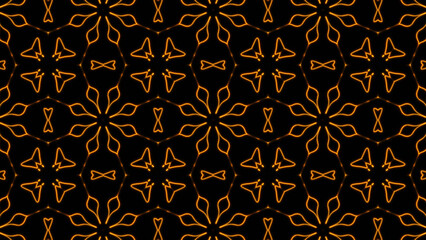 Abstract orange geometric seamless pattern background. Abstract Stripes Kaleidoscope. Fast Psychedelic Colorful Kaleidoscope VJ background. Disco Abstract Background. Kaleidoscope effect