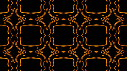 Abstract orange geometric seamless pattern background. Abstract Stripes Kaleidoscope. Fast Psychedelic Colorful Kaleidoscope VJ background. Disco Abstract Background. Kaleidoscope effect